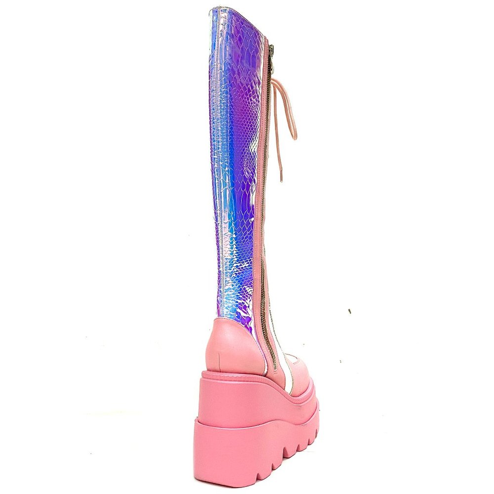 LASR Pink Poison Hi Platform Boots - Picture 6 of 8